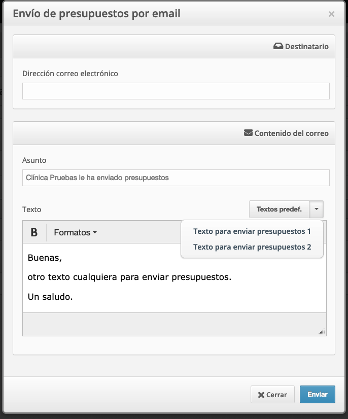 Enviar Por Email Presupuestos A Pacientes Centro De Ayuda De Nubimed